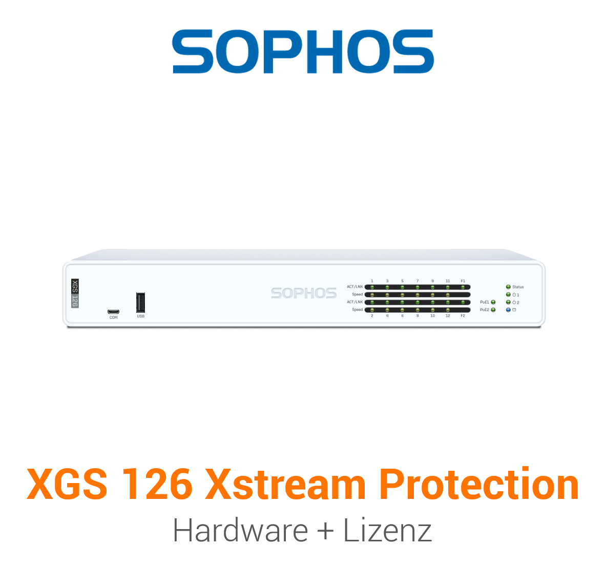 Sophos XGS 126 Firewall Hardware + Xstream Protection Lizenz Vorderseite