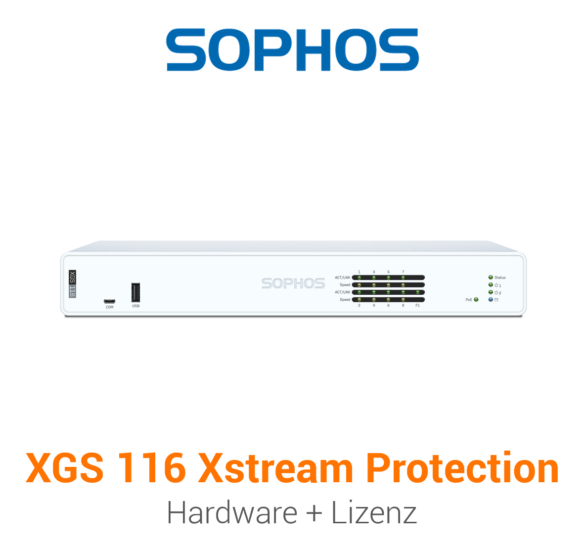 Sophos XGS 116 Firewall Hardware + Xstream Protection Lizenz Vorderseite