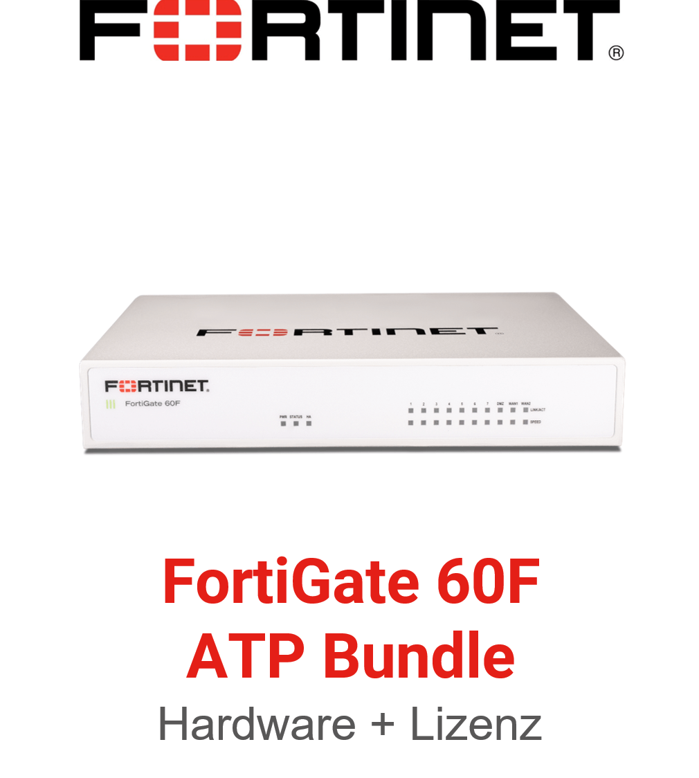 Fortinet FortiGate 60F Firewall Hardware + Advanced Threat Protection (ATP) Lizenz Vorderseite