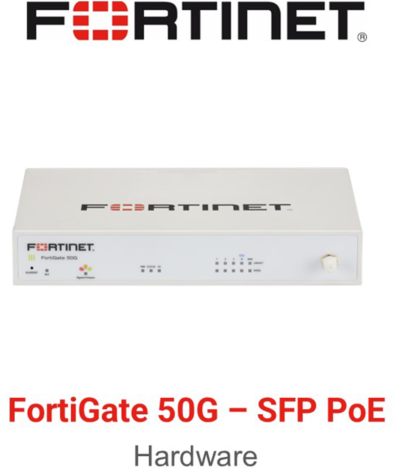 Fortinet FortiGate 50G SFP PoE Firewall Hardware Vorderseite