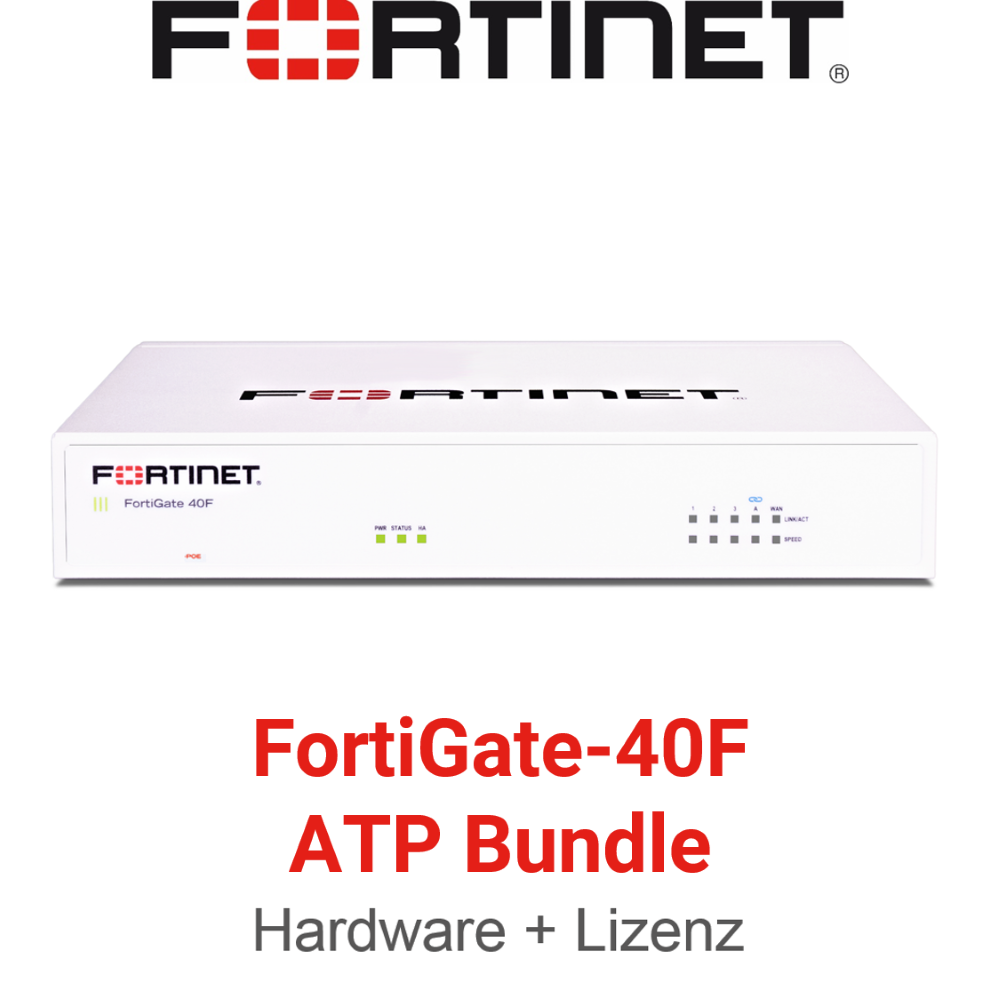 Fortinet FortiGate 40F Firewall Hardware + Advanced Threat Protection (ATP) Lizenz Vorderseite