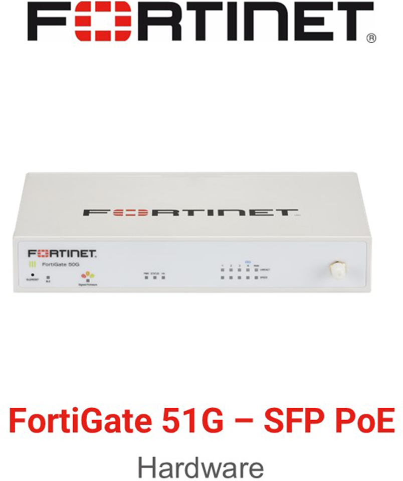 Fortinet FortiGate 51G SFP PoE Firewall Hardware Vorderseite